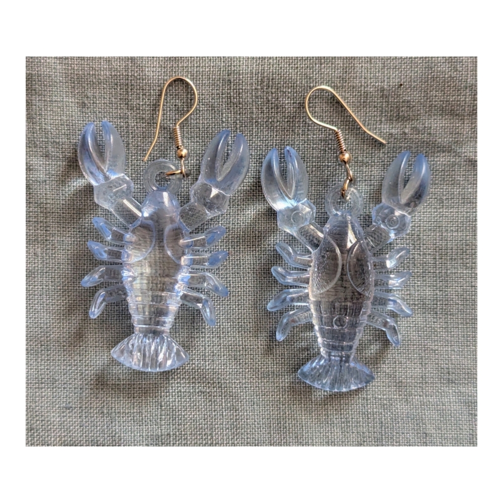 Light Blue Transparent Lobster Earrings